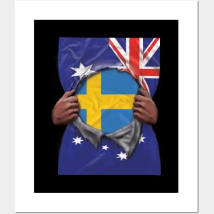 Sweden Flag Australian Flag Ripped - Gift for Swede From Sweden Posters and Art